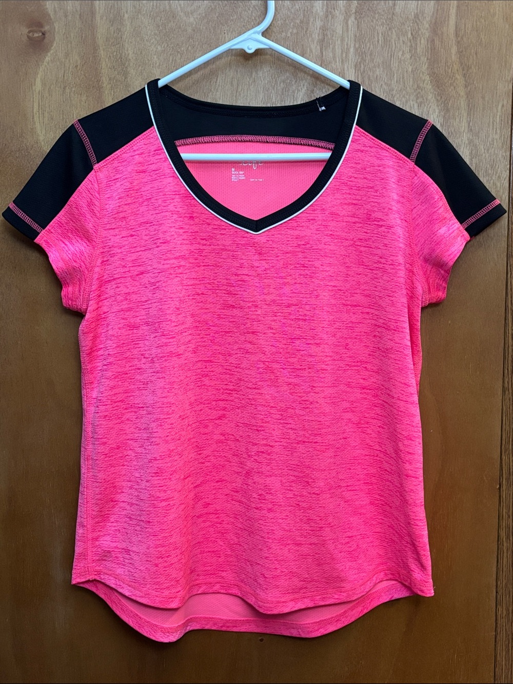 made for life Hot Pink V-Neck Active Tee with Black Accents